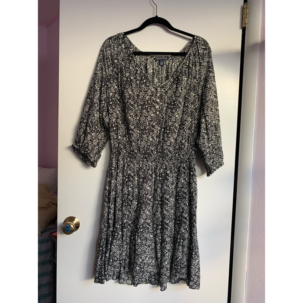American Living black and white floral mini dress